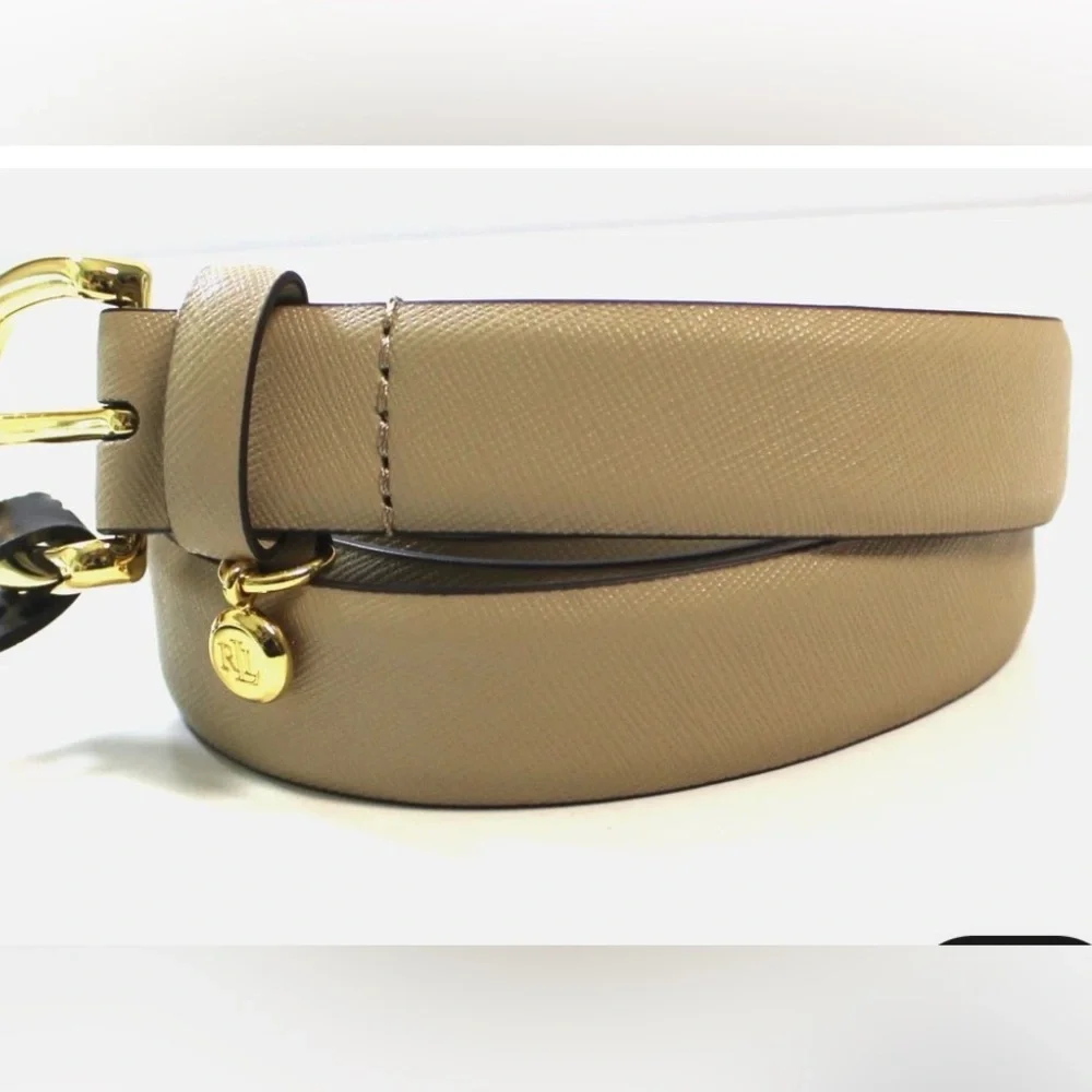 LAUREN RALPH LAUREN Crosstitch Leather Belt w/ Charm Size Medium or Large NWT